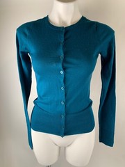 The Limited Teal Blue Green Wool Blend Cardigan Sweater XS