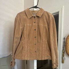 A.M.I. Beige Corduroy Button-Front Collared Jacket w/ Pockets Women’s Size L