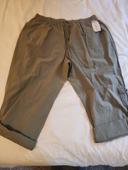 New White Stag Moss Green Cotton Drawstring Adj Length Pants Summer Look 26W/28W