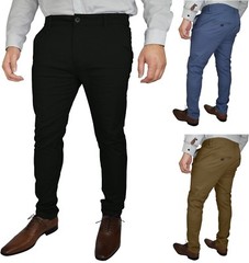 Mens Slim Fit Stretch Chino Trousers Stretch Skinny Slim Fit Chino Great Quality