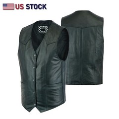 Men’s Motorcycle Leather Vest Gun Pockets Easy Patch Sewing Traditional HL11600S