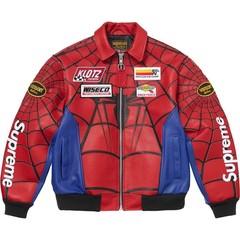 831617 Supreme x Vanson Leathers Spider-Man Jacket Red
