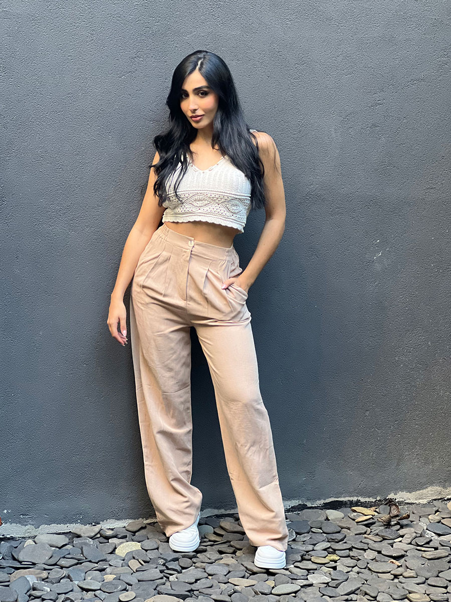 PANTALON LINO PRENSES RESORTES PRETINA BOTA RECTA VALEUR