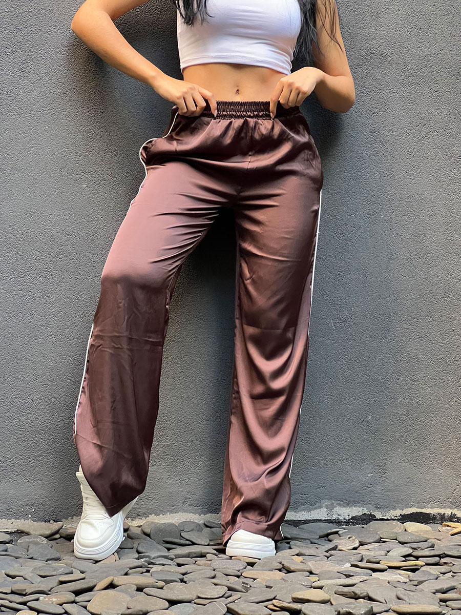 PANTALON SATIN LINEA DELGADA LATERAL MYD TALLA S NEGRO