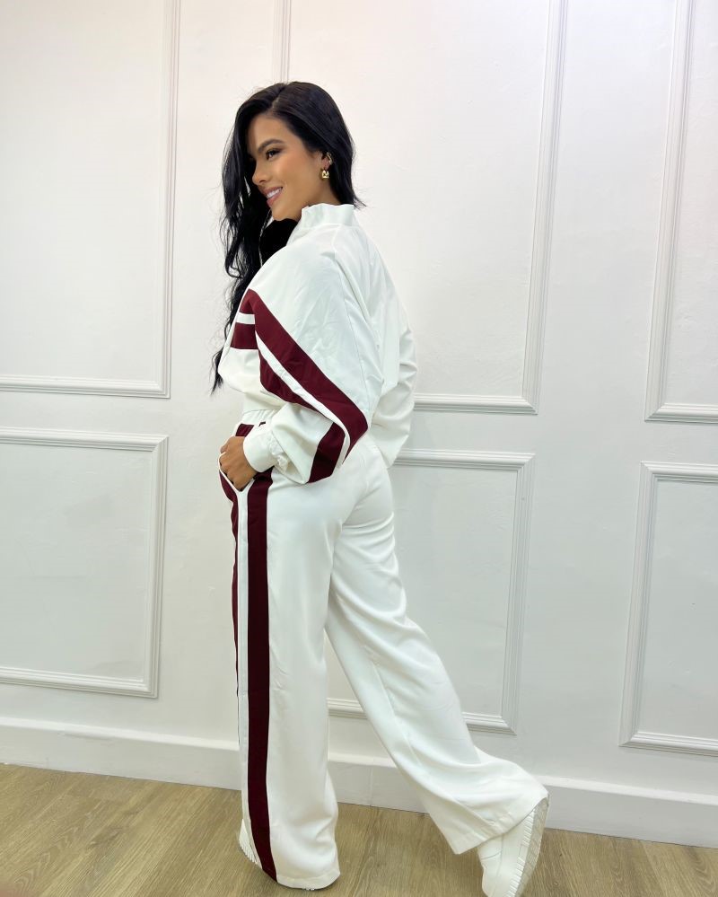 SET CHAQUETA CIERRE SUDADERA RAYAS VINOTINTO - Imagen 2
