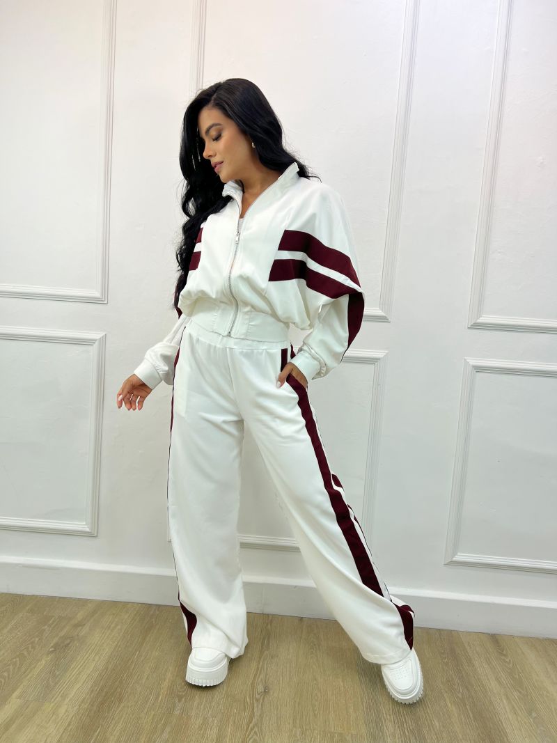 SET CHAQUETA CIERRE SUDADERA RAYAS VINOTINTO